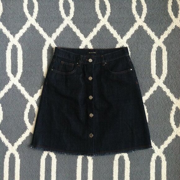 Denim Massimo Dutti Raw Hem Mini Skirt (NWT) - Picture 1 of 3